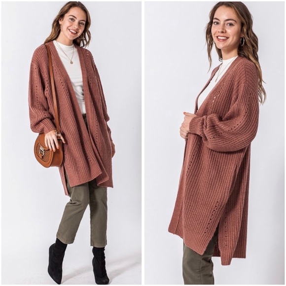 Open front balloon sleeves cardigan in Mar… - Picture 1 of 5